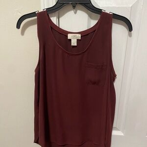 LOFT Women's Maroon Satin Tank Top